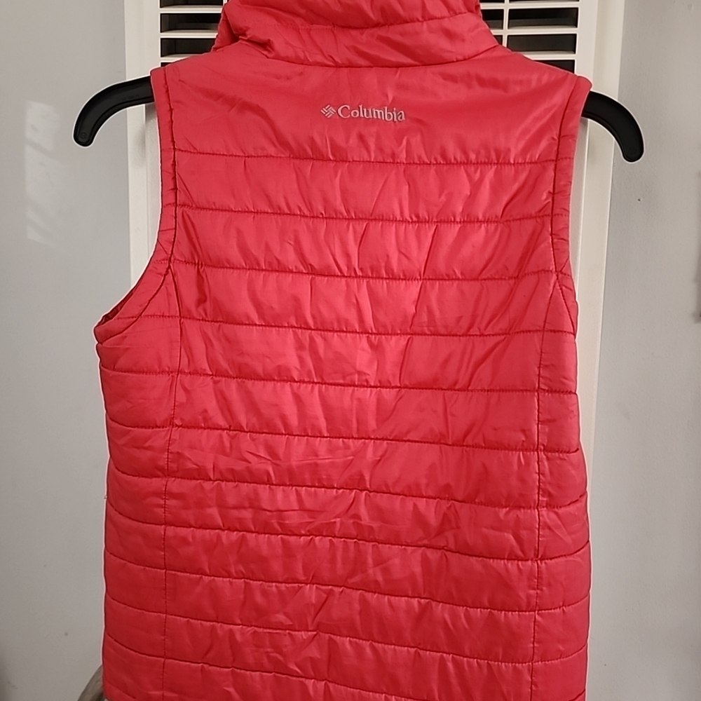 Columbia Omni-Heat Quilted Vest Girls Youth Medium Pink Zip Pockets Reflective - Picture 5 of 7